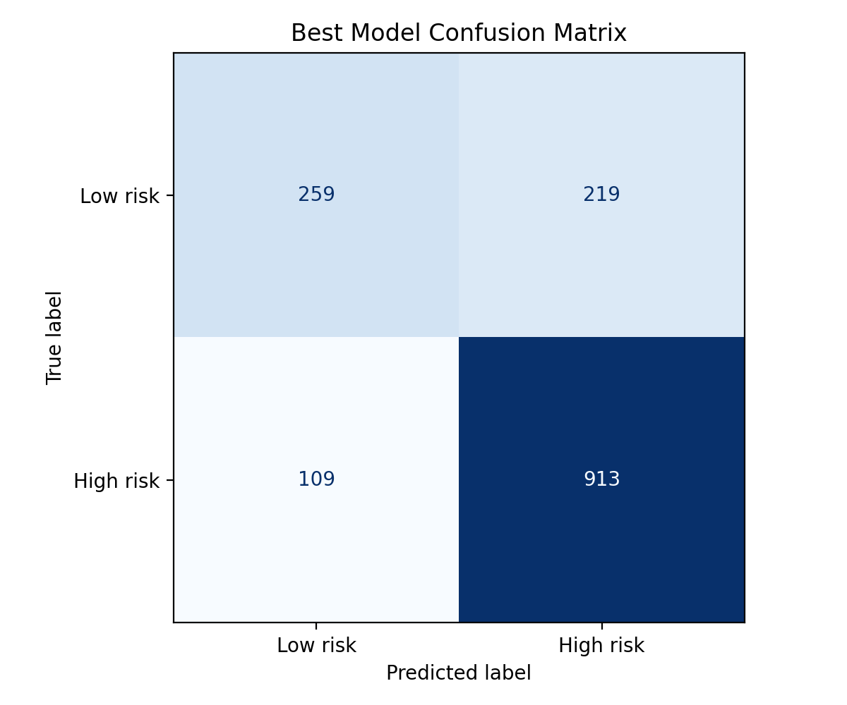 Confusion matrix for the best-performing credit risk model